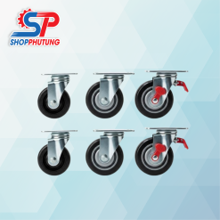 Bánh xe cao su 6 Bánh xe cao su công nghiệp vận hành êm ái và bền bỉ