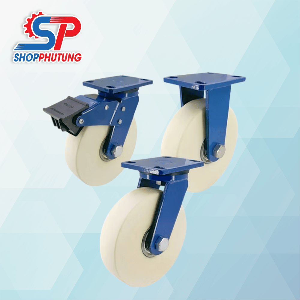 Bánh xe chịu lực 1000kg 3 Bánh xe chịu lực 1000kg chính hãng với kết cấu chắc chắn, đáp ứng nhu cầu vận chuyển hàng hóa tải trọng lớn trong công nghiệp