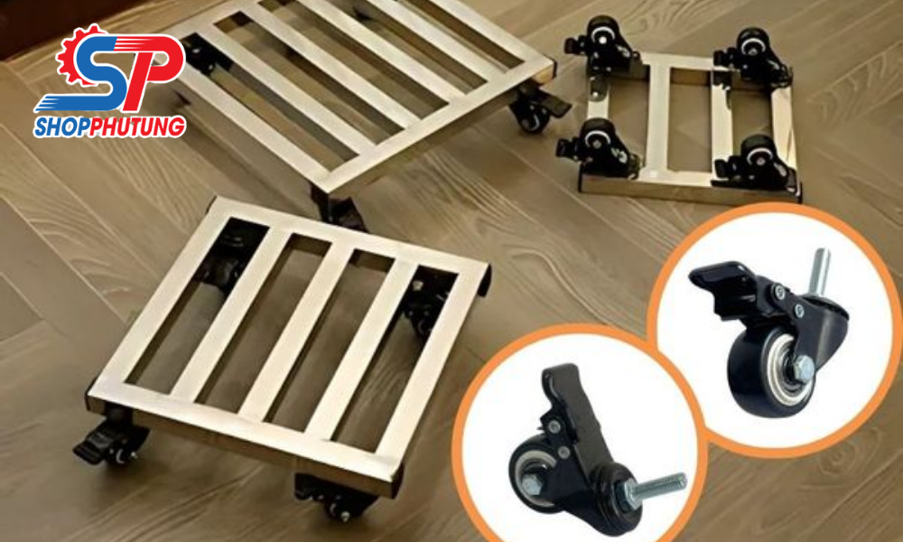 Bánh xe chịu lực có khóa 13 Cận cảnh bánh xe chịu lực có khóa chịu tải nặng công nghiệp