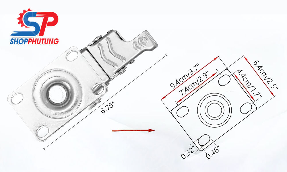 Bánh xe xoay chịu lực 14 Kích thước bánh xe xoay chịu lực